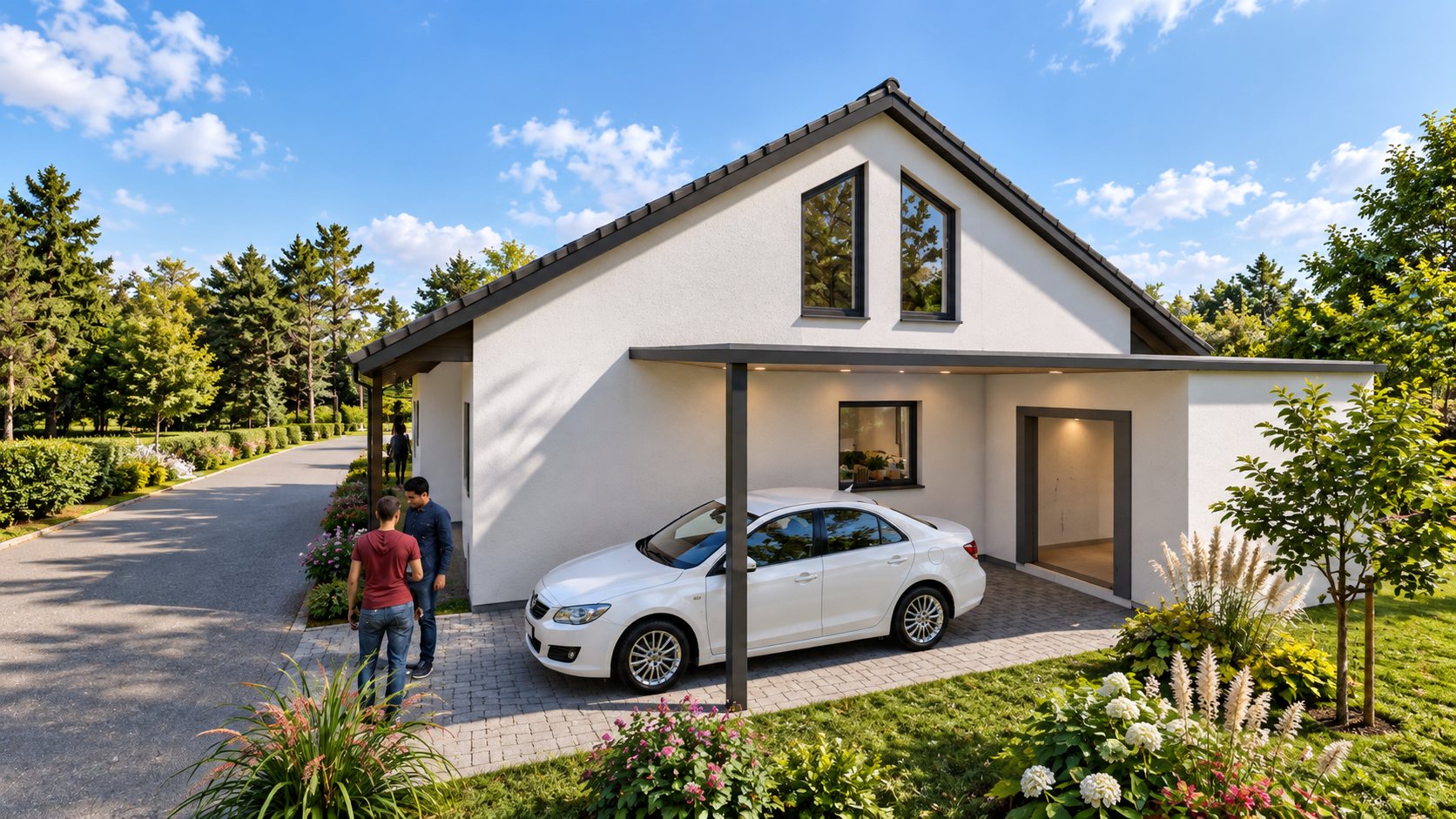 Visualisierung Carport und Hauseingang